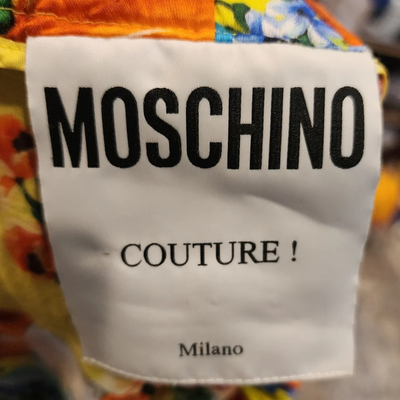 Moschino Couture Silk Traffic Cone Floral Pull On Pants Construction Size 8 - Picture 3 of 16